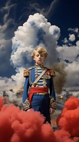 Uniformed Boy Amidst Smoke - A Fusion of Baroque and War AI Image