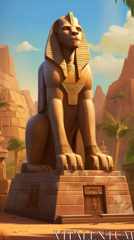 Ancient Sphinx Statue in Desert for Game Art AI Image