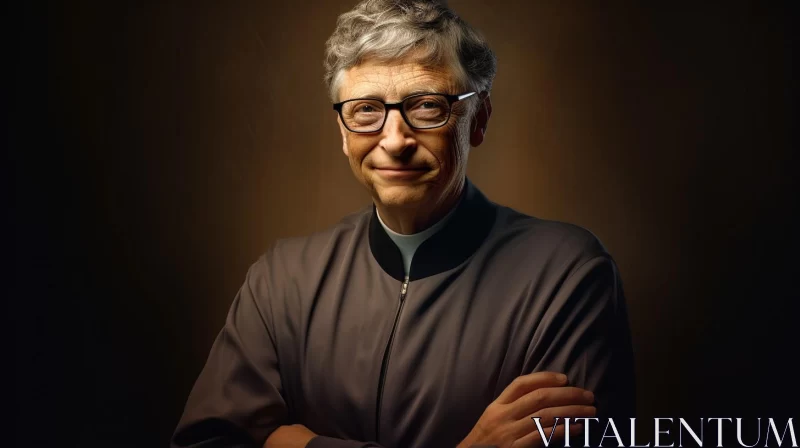 Digitally Enhanced Studio Portrait of Bill Gates AI Image