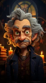 Fantasy Portrait of a Grouchy Old Wizard AI Image