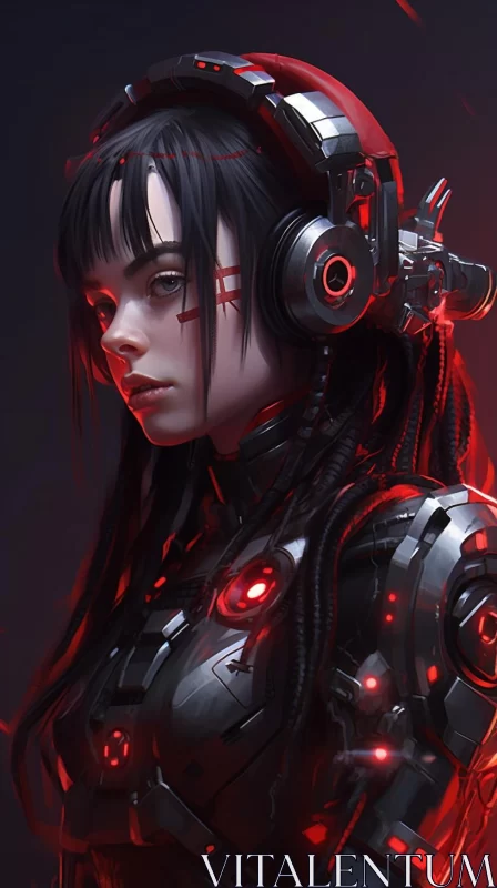 Girl in Futuristic Robot Suit: A Portrait in Cyberpunk Realism AI Image