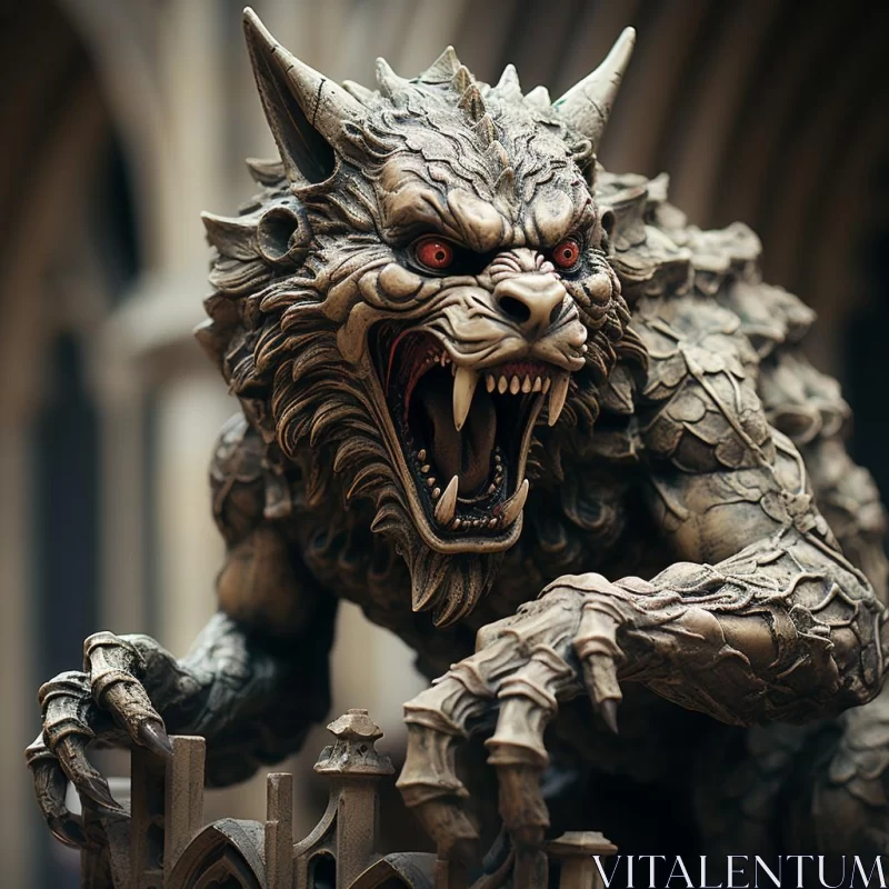 AI ART Intricate Werewolf Statue: A Study in Medieval and Gothic Aesthetics