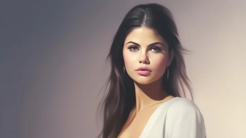 Selena Gomez Wallpapers and Images in Caricature-like Style AI Image