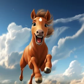 Dreamy Horse Leaping in the Air - A Detailed and Whimsical Artwork AI Image