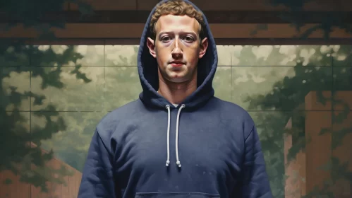Mark Zuckerberg's Portrait: A Social Commentary in Contemporary Realism AI Image