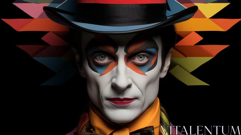 AI ART Captivating Clown Portrait with Color Stripes