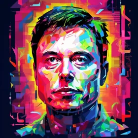 Colorful Luminescent Portrait of Elon Musk