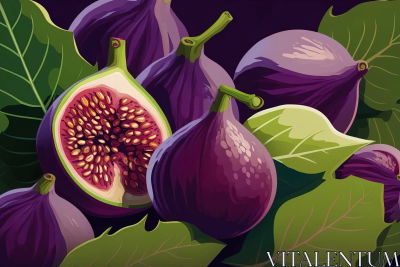 AI ART Richly Detailed Still Life Illustration of Figs