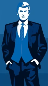 Abstract Fashion Illustration of Man in Suit AI Image