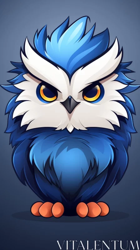 Captivating Blue Owl - A Fusion of Anime and 2D Game Art AI Image