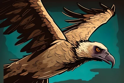 Flying Vulture in Panoramic 2D Game Art Style
