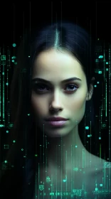 Futuristic Portrait of Woman with Digital Overlay