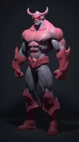 3D Comic Book Character Model in Red and Black AI Image