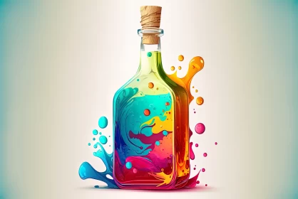 Abstract Colorful Bottle with Paint Splashes Illustration