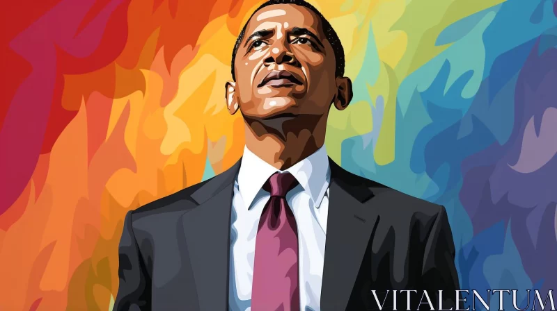 AI ART Colorful Portrayal of Barack Obama - Symbolic Warmcore Art