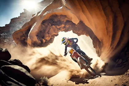 High-Energy Moto Adventure Through a Cave