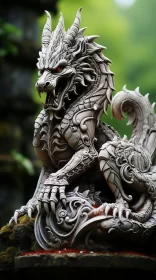 Intricate Dragon Statue in Mysterious Jungle - Himalayan Art AI Image