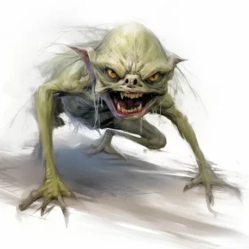 Goblin Academia: Green Creature with Red Eyes and Big Teeth AI Image