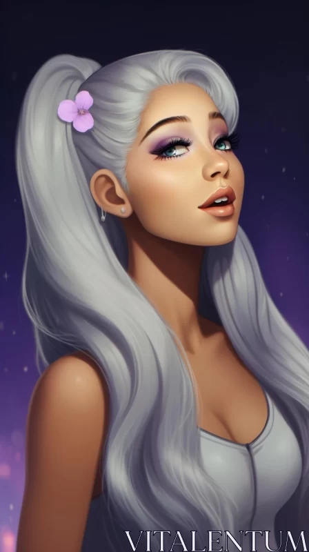AI ART Ariana Grande Fantasy Illustration 3D Wallpaper