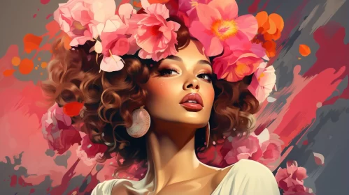 Fashion-inspired Artwork: Woman with Flowers