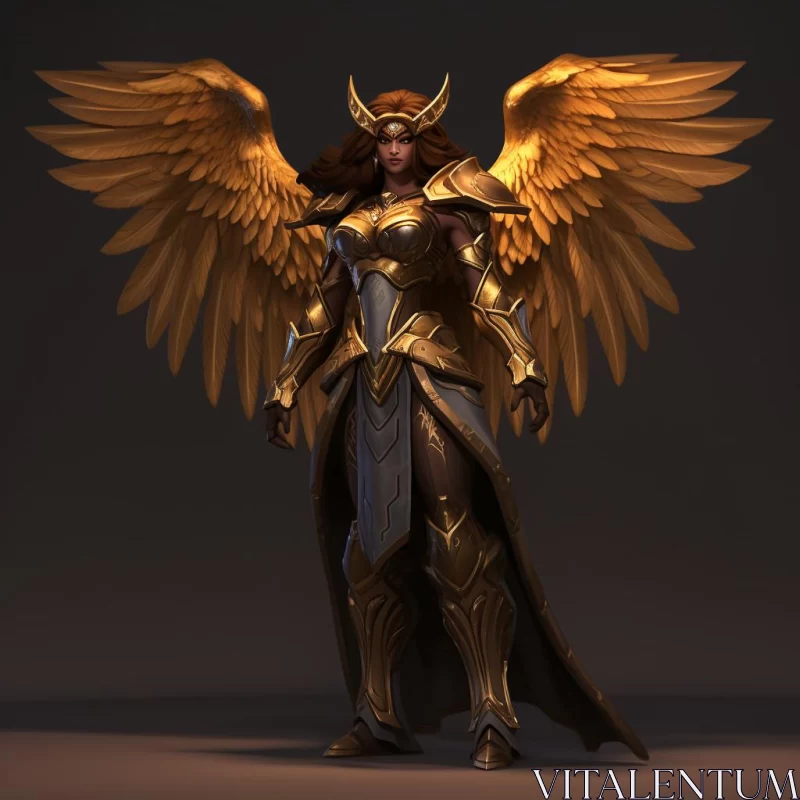 Golden Winged Warrior: A Testament to Angelic Grandeur AI Image