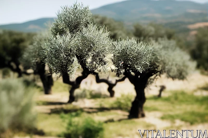Soft-Focused Realism in Olive Trees - An Artistic Confluence of Nature and History AI Image
