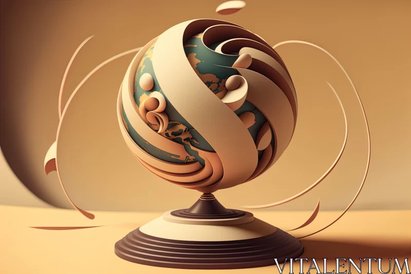 Abstract 3D Artwork: Earth Tone Egg Structure Sculpture AI Image