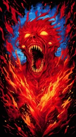 Fiery Red Demon Poster - Caninecore and Terrorwave Influence AI Image