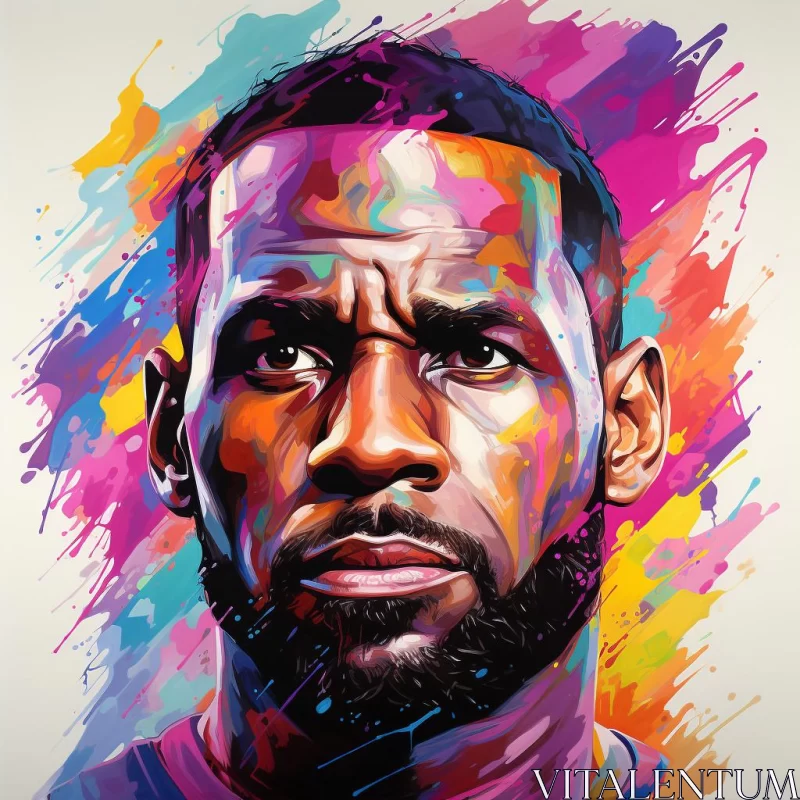 AI ART Colorful Neo-Pop Portrait of NBA Star LeBron James
