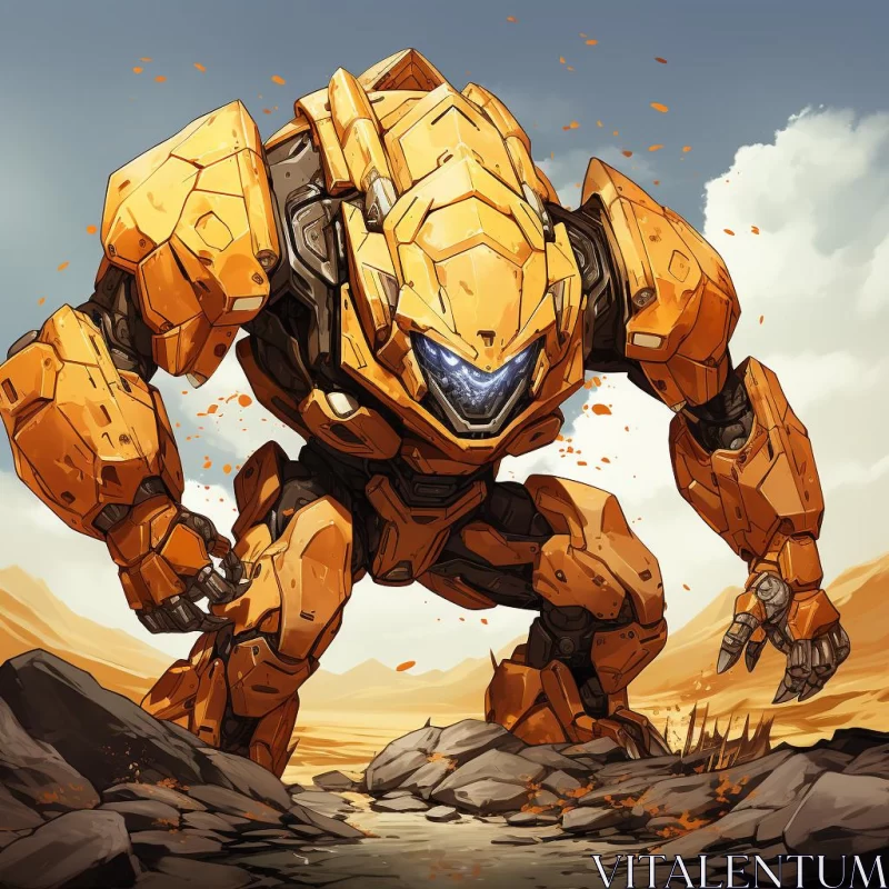 Playful Cartoon Illustration of Halo Armor in Desert AI Image