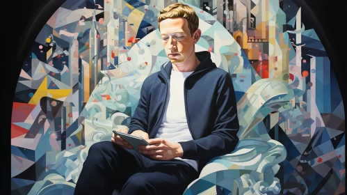 Mark Zuckerberg's Pensive Portrait: A Surrealistic Interpretation AI Image