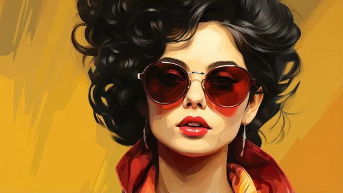 Fashionable Woman in Red Jacket and Sunglasses - Indian Pop Culture Artwork
