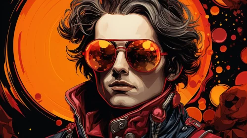 Sunglasses Man in Sci-Fi Baroque Style AI Image