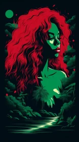 Woman in Jungle: A Concert Poster Inspired Art Print AI Image