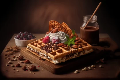 Cabincore Styled Realistic Landscape with Waffles and Ice Cream