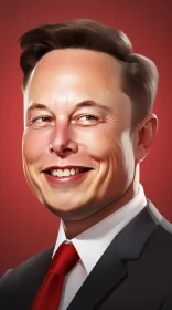 Joyful Cartoon Portrait of Elon Musk AI Image