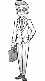 Monochrome Business Man in Comiccore Style Illustration
