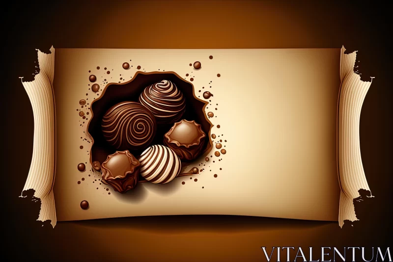 Captivating Chocolate Scroll and Candy Vector Art AI Image