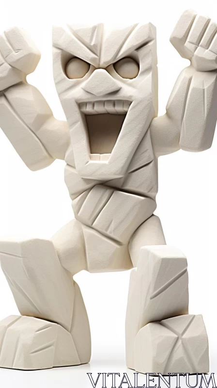 Intriguing White Wooden Figurine - Cubist-Inspired Monster AI Image