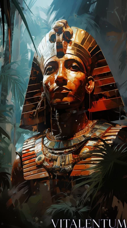 Pharaoh in the Jungle: A Kingcore Metal Composition AI Image