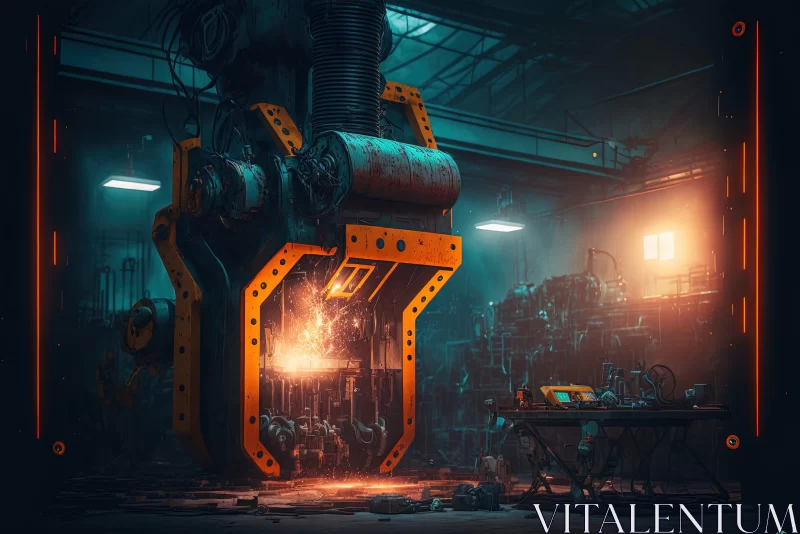 Industrial Machine in Cinematic Fantasy Scene AI Image