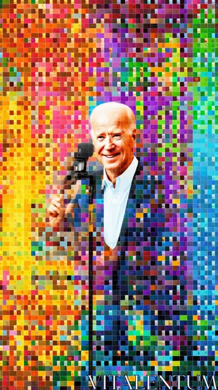 Colorful Mosaic Pop Art Representation of Joe Biden AI Image