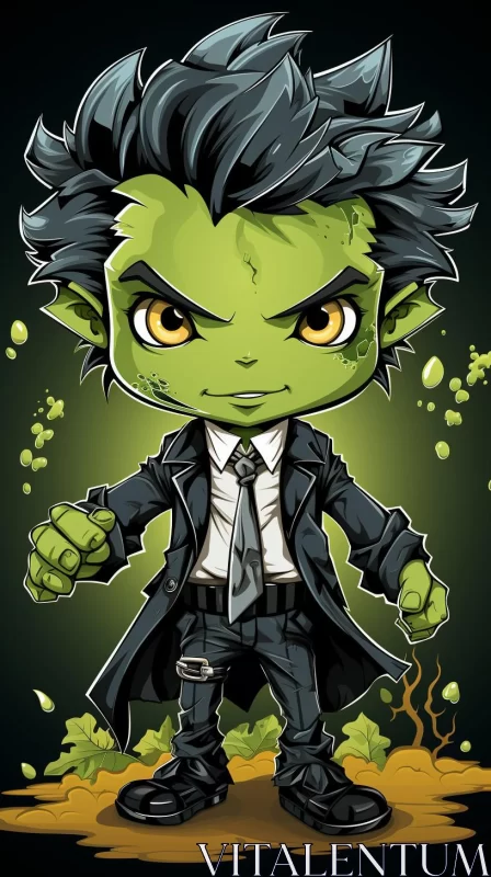 Goblin Academia: A Corporate Punk Character in Green AI Image