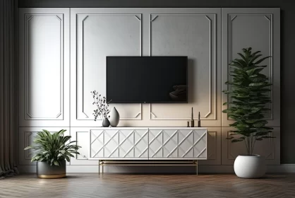 Minimalistic 3D Rendered Contemporary Living Room Interior AI Image