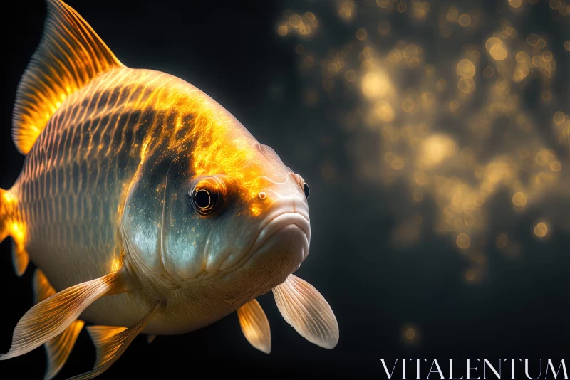 Goldfish in Golden Light - A Study in Chiaroscuro and Precisionism AI Image