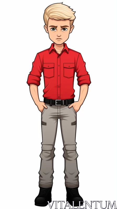 High-Contrast Animecore Male Character Illustration AI Image