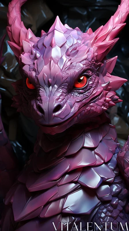 Intricate Purple Dragon Figurine with Shiny Eyes AI Image