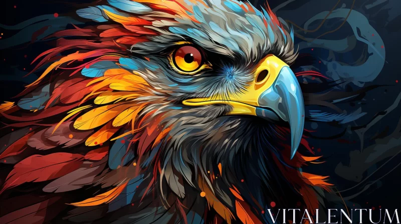 Colorful Eagle Illustration with Smokey Background AI Image