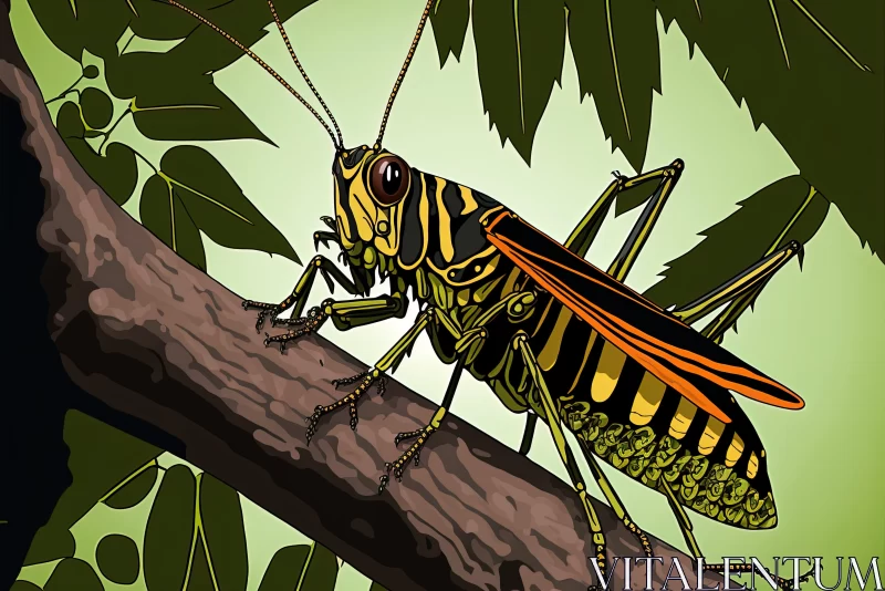 AI ART Intricate Insect Illustration with Saturated Stripes