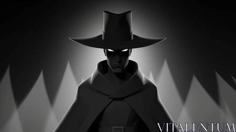 AI ART Mysterious Man in Hat and Cape: An Enigmatic Western-style Portrait